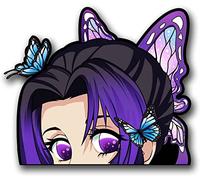 Pure Print Cut Pegatinas de anime Demon Slayer Peeker, resistente a la intemperie para decoración de pared, coche, motocicleta y scooter, artículo para fans de Kawaii Shinobu Kocho