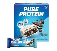 Pure Protein Barras, bocadillos nutritivos ricos en proteínas para apoyar la energía, bajo en azúcar, sin gluten, galletas y crema, 1.76 onzas, paquete de 12