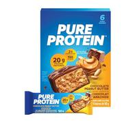 Pure Protein Barrita Proteíca, 20g de Proteínas por Barrita, Baja en Azúcar & Sin Gluten, Apoya la Recuperación Muscular & el Rendimiento Deportivo - Chocolate Cacahuete y Caramelo - 6 × 50g