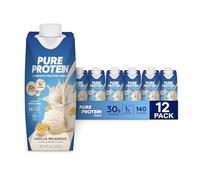 Pure Protein Batido de Alto Valor Biológico Bajo en Azúcar Apto Dietas Keto con Vitaminas Minerales Esenciales Sin Gluten para Entrenamiento - Batido de Vainilla - Paquete de 12 (200 caracteres)