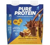 Pure Protein Batido Proteico Listo para Beber, 30g de Proteínas por Unidad, Bajo en Grasa & Azúcar, Apoya la Recuperación Muscular & la Nutrición Diaria - Choco Mantequilla Cacahuete - Pack de 4