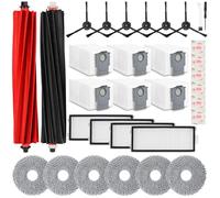 Pure Realm Juego de accesorios para aspiradoras Roborock Qrevo Master/Qrevo Slim, 1 cepillo principal doble, 3 filtros, 6 toallitas, 6 cepillos laterales, 6 bolsas para el polvo, 1 cepillo de limpieza