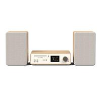 Pure Sistema de música HiFi Pure Classic Stereo, Sistema Compacto (100 W de Sonido, Radio por Internet, Dab+/FM, Bluetooth, Reproductor de CD, USB y Spotify Connect), Blanco algodón/Roble