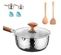 Pure Titanium Sauce Pan with Lid, Non-Stick Titanium Cookware for Healthy Cooking, Fast Even Heating, Ultra-Durable Scratch-Resistant Multipurpose Pot for All Cooktops (Pot, 20cm)