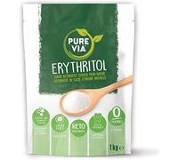 Pure Via Eritritol 1kg | Edulcorante Natural, Granulado, Sin Azúcar, Sin Gluten, Cero Calorías, Vegano | Ideal para Café, Bebidas y Postres