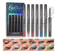 Pure Vie Juego de Eyeliner Colores, 6pcs Delineador de Ojos Brillo Waterproof Gel Set - Marrón, Azul, Verde, Blanco - Larga Duración Lápiz de Ojos Maquillaje Cosmético para Mujeres y Niñas