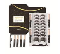 Pure Vie Pestañas Postizas Magneticas, 10 Pairs Pestañas Postizas Naturales con Delineador Ojos Extensiones Reutilizable Individuales Lashes Pelo Efecto, Lifting Pestañas Accesorios de Aplicar Kit