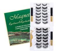 Pure Vie Pestañas Postizas Magneticas, 14 Pairs Pestañas Postizas Naturales con Delineador Ojos Extensiones Reutilizable Individuales Lashes Pelo Efecto, Lifting Pestañas Accesorios de Aplicar Kit