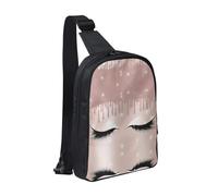 Pure Wine Red - Bolsa de pecho con doble bolsillo, perfecta para conciertos, deportes, viajes, ciclismo y senderismo, mochila cruzada, Pestañas de oro rosa, Talla única