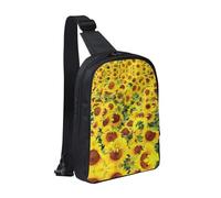 Pure Wine Red - Bolsa de pecho con doble bolsillo, perfecta para conciertos, deportes, viajes, ciclismo y senderismo, mochila cruzada, Hermoso girasol., Talla única