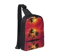 Pure Wine Red - Bolsa de pecho con doble bolsillo, perfecta para conciertos, deportes, viajes, ciclismo y senderismo, mochila cruzada, Atardecer tropical, Talla única