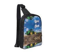 Pure Wine Red - Bolsa de pecho con doble bolsillo, perfecta para conciertos, deportes, viajes, ciclismo y senderismo, mochila cruzada, Tractor Farm, Talla única
