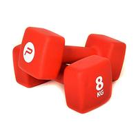 Pure2Improve Bad Company - Mancuernas de neopreno (2 unidades, 8 kg), color rojo