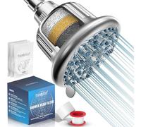 PureAction Filtro de cabezal de ducha para agua dura, 7 ajustes, cabezal de ducha filtrado de alta presión con filtros para cloro y flúor, cabezal de ducha suavizante de agua con filtro para cabello y