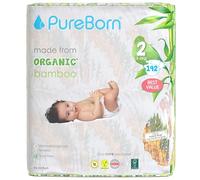 PureBorn Pañales Bebé Ecológicos de Bambú, Talla 2 (3-6 kg), 192 piezas (3 x 64), Hipoalergénicos, Ultrasuaves, Estampado Surtido