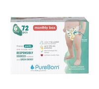 PureBorn Pañales Bebé Premium Pants, Talla 6 (15+ kg), 72 Pañales-Braguitas, Protección Superior Día y Noche, Ultra Suave, Agradable para la Piel