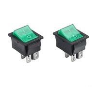 PureBowlic 2 interruptores basculantes KCD4 de 4 pines 16 A, 250 V, 20 A, 125 V, color verde, indicador de encendido y apagado, carcasa de plástico, terminales de metal de repuesto para aspiradoras