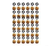 PureBowlic 24 piezas de insertos de bola de fútbol con purpurina negra, 6 cm, fiesta deportiva para decoración de baby shower, púas de cartulina resistentes para magdalenas y pasteles (36 piezas)
