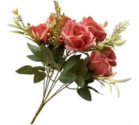 PureBowlic 7 rosas artificiales de seda de 30 cm, flores falsas con 7 ramas por tallo, arreglos de jarrón de plástico realistas para centros de mesa de boda, decoración del hogar, fiesta, color blanco