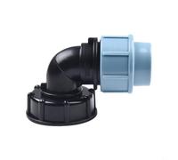 PureBowlic Adaptador de tanque IBC de plástico IBC Conector de salida de codo S60x6 se convierte en válvula divisora de agua de tubería de polietileno de 20 mm, 25 mm, 32 mm, para riego de alta
