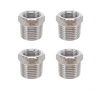 PureBowlic Adaptador de tubería de agua de acero inoxidable 304 1/2 NPT macho a hembra de compresión 3/8 a prueba de fugas, sin plomo, para baño, cocina, manguera de grifo, (4 piezas)