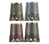 PureBowlic Anillo de dedal de metal para coser y bordar, protector de dedos de latón para proyectos de sastrería de manualidades, herramienta de cobertura completa en cobre, oro, plata y bronce (plata