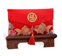 PureBowlic Año Nuevo chino 2026 para sobre rojo, tela bordada con cierre magnético y borlas, paquete de dinero tradicional de la suerte para regalos de festivales (18,5 x 11 cm) (D)