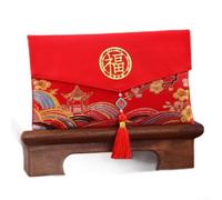 PureBowlic Año Nuevo chino 2026 para sobre rojo, tela bordada del año del caballo Ang Pao con cierre magnético y borlas, paquete de dinero tradicional de la suerte para regalos de festivales (18,5 x