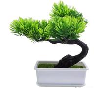 PureBowlic Árbol bonsái de pino artificial de 17 cm, planta de plástico falsa realista para decoración del hogar, mesa de oficina y exhibición, simulación compacta de hoja perenne con piezas