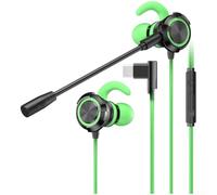 PureBowlic Auriculares para juegos con cable con micrófono dual, tipo C y auriculares con cancelación de ruido de 3.5 mm, controlador de 10 mm, sonido envolvente 360, auriculares ergonómicos para Ph