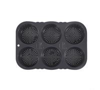 PureBowlic Bandeja antiadherente de silicona con 6 cavidades para hamburguesas, flexible, fácil liberación, gris, 34,5 x 23,5 cm, para hornear en casa, reutilizable, con calor uniforme, apto para