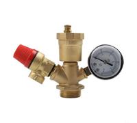 PureBowlic Boiler Safety Group DN 25, válvula de calefacción de latón con manómetro y ventilación rápida, manómetro de seguridad de 6 bar para sistemas de calefacción central, purgador de aire fiable