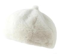 PureBowlic Boina de felpa para mujer, cálida, resistente al viento, gorro de invierno suave de imitación para viajes, salidas informales, talla única, blanco (blanco)