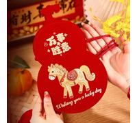 PureBowlic Bolsa de tela roja para el Año Nuevo Chino 2026, Año del Caballo, Bolsa de dinero de la suerte bordada con cierre a presión, bolsa de tela reutilizable para decoración de festivales lunares