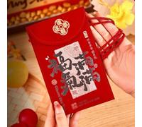 PureBowlic Bolsa de tela roja para el Año Nuevo Chino 2026 Año del caballo, bolsa de dinero de la suerte bordada con cierre a presión, bolsa de tela reutilizable para decoración de festivales lunares
