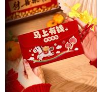 PureBowlic Bolsa de tela roja para el Año Nuevo Chino 2026 Año del Caballo, Bolsa de dinero de la suerte bordada con cierre a presión, bolsa de tela reutilizable para decoración de festivales lunares