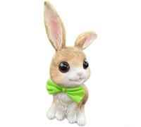 PureBowlic Bonita figura de resina de conejo, decoración minimalista moderna para el hogar con detalles pintados a mano, adorable adorno de animal para sala de estar, estante de entrada, rosa y verde