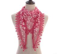 PureBowlic Bufanda de encaje para mujer con borlas y patrón floral, chal triangular suave y transpirable para iglesia, misa, boda, bautizo, 63 x 20 pulgadas, blanco (160 cm F)