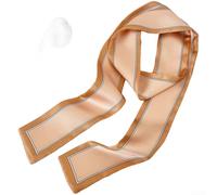 PureBowlic Bufanda de seda para mujer, cinta larga estrecha con borlas, suave y transpirable patrón de cuadros para el cabello, bolso de muñeca, cuello, accesorio de moda de color caramelo 90 x 7 cm