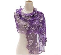 PureBowlic Bufanda floral ligera de poliéster para mujer, 42 x 153 cm, elegante accesorio para el cuello para primavera y otoño, vestidos de abrigo, varios colores (8#morado oscuro)