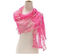 PureBowlic Bufanda floral para mujer, chal de poliéster ligero, 42 x 153 cm, elegante accesorio para el cuello para primavera y otoño, vestidos de exterior, varios colores (4# rojo rosa)