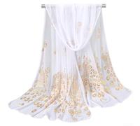 PureBowlic Bufanda ligera de pashmina para mujer, estampado de lámina dorada, chal de poliéster suave, para todas las estaciones, elegante, color sólido, accesorio de moda, varios colores para fiestas
