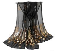 PureBowlic Bufanda ligera de pashmina para mujer, estampado de lámina dorada, chal de poliéster suave, para todas las estaciones, elegante, color sólido, accesorio de moda, varios colores para fiestas
