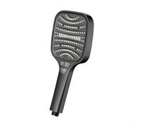 PureBowlic Cabezal de ducha grande con 8 modos ajustables, diseño de ahorro de agua de alta presión para baño, fácil de instalar de mano y uso fijo (negro)