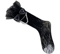PureBowlic Calcetines con lazo para mujer, estéticos, dobladillo con | Sweet Beaded Stacking Soft Breathable Lace Mesh Cotton Hosiery Butterfly Detail Blend Fashion Ankle Skirts Black