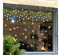 PureBowlic Calcomanías estáticas de PVC de doble cara para pájaros y linternas, decoración de vidrio reutilizable para el hogar, cocina, tienda, resistente a la decoloración, impermeable, decorativa