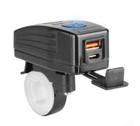 PureBowlic Cargador USB de motocicleta de 12 V 24 V con voltímetro LED, adaptador de coche de doble puerto de 30 W + 18 W, enchufe de carga de teléfono impermeable para manubrio, montaje en espejo en