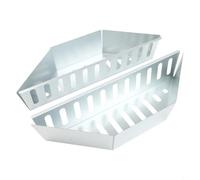 PureBowlic Cestas de carbón de acero inoxidable para parrillas de barbacoa al aire libre, diseño resistente de 0,6 mm con juego de 2 piezas, para briquetas o astillas de madera para crear sabor