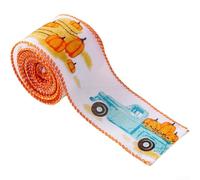 PureBowlic Cinta de Acción de Gracias de 6,3 cm x 5 yardas, lazo de calabaza naranja con borde de alambre para decoración de temporada de cosecha, manualidades de fiesta de otoño y arreglos florales