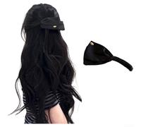 PureBowlic Clip de plátano con lazo de lunares de satén para mujer, accesorio grande para el cabello con nudo elegante para cabello grueso, soporte para cola de caballo de moda coreana para uso diario